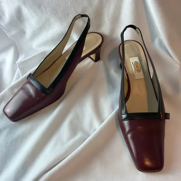 Elegant Burgundy Slingback Heels - Picture 2 of 8